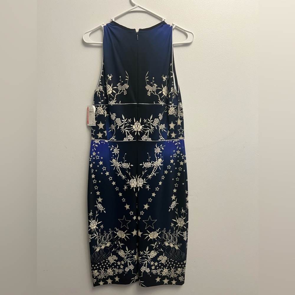 2016 Roberto Cavalli Floral Star Print Blue Notte Dress 44 US 12 - Picture 3 of 5